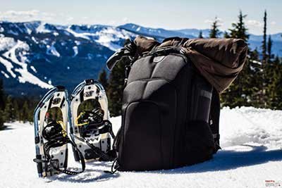 Tenba backpack with snowshoes -- Indie Cinema Academy