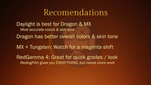 Red Epic Dragon vs Red Epic MX: Color Test: Recommendations