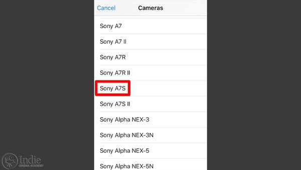 Depth of Field Calculator: setting camera